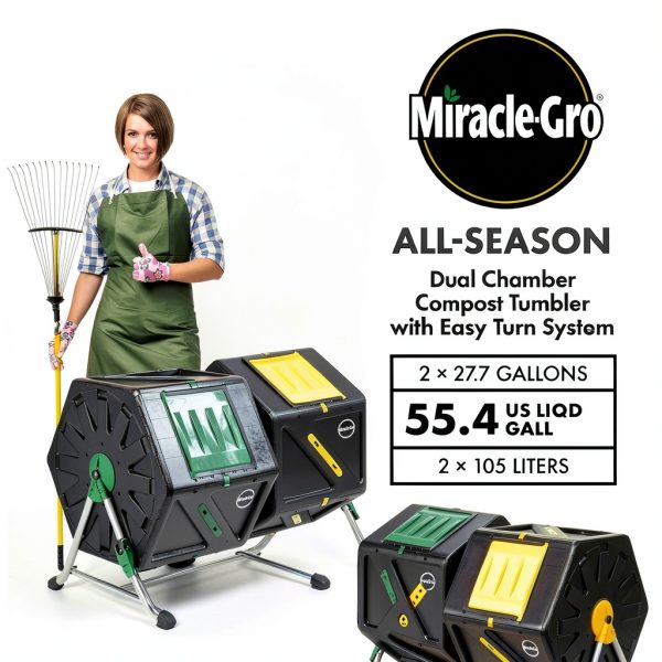 Miracle-Gro Dual Chamber Compost Tumbler Alloy Steel Black-1
