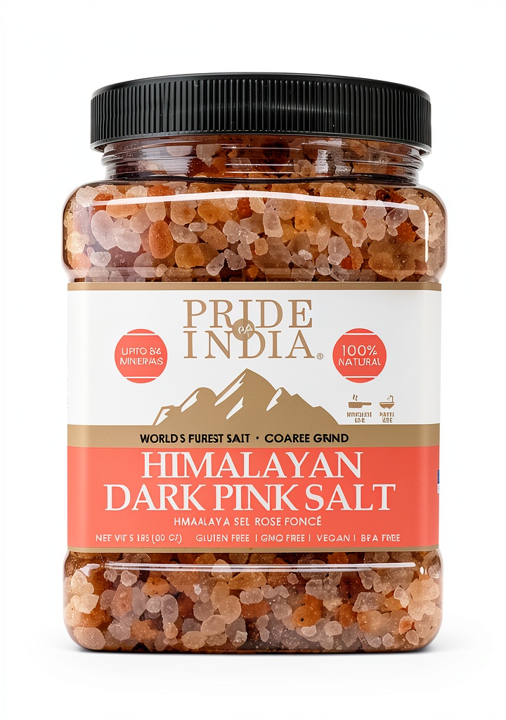 Pride Of India Himalayan Pink Salt in coarse grind packaging