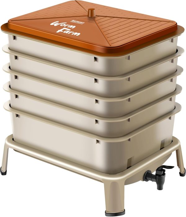 Blütezeit Worm Composter 5 Tray Gold Vermicomposting Bin-3