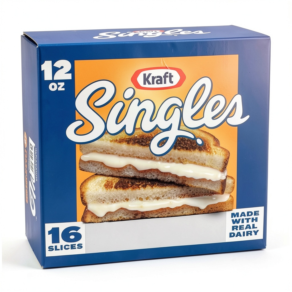 Kraft Singles White American Slices on a sandwich