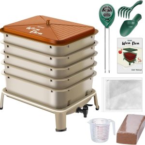 Blütezeit Worm Composter 5 Tray Gold Vermicomposting Bin-0