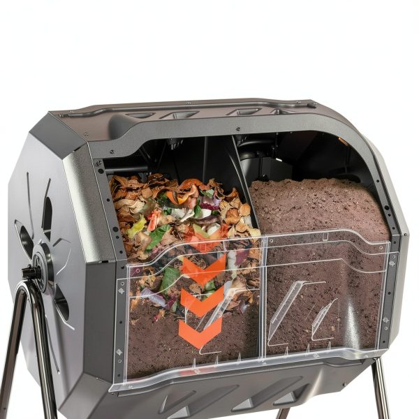 EAST OAK Compost Tumbler Black 43 Gallon Metal-2