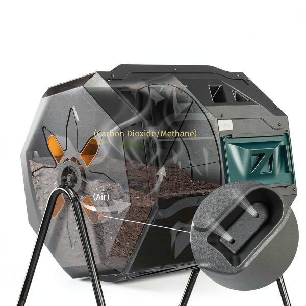 EAST OAK Compost Tumbler Black 43 Gallon Metal-4