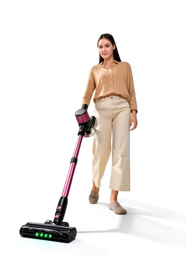 Cordless Vacuum Cleaner, 8 in 1 Powerful Suction Lightweight Vacuum Cleaner for Home, LED Display, 3 Suction Modes, 45Mins Detachable Battery Vacuum for Hard Floor Carpet Pet Hair, Pink-1