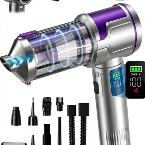 Handheld Car Vacuum Portable Cordless, 22000Pa High-Power Suction Hand held Vacuum Cleaner & Air Duster for Car Cleaning, Home, Office, Pet Hair | Multi-Nozzle, Washable Filter, LED Light-0