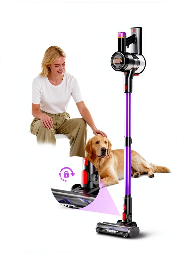Cordless Vacuum Cleaner, 550W/45Kpa/60Mins Stick Vacuum, Anti-Tangle Vacuum Cleaners for Home with Self-Standing, LDE Display, 8-in-1 Wireless Vacuum for Carpet Pet Hair Hardfloor-5