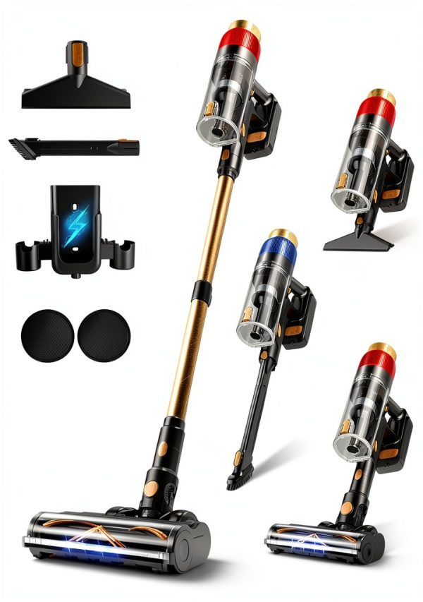 Cordless Vacuum Cleaner, 580W 48KPA 70 Mins Vacuum Cleaners for Home, Self-Standing Stick Vacuum with Touch Screen, Wall Mount Charge, Ultra High-Power Brush for Pet Hair/Plush Carpet/All Floor-0
