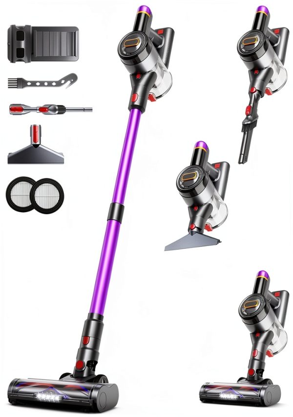 Cordless Vacuum Cleaner, 550W/45Kpa/60Mins Stick Vacuum, Anti-Tangle Vacuum Cleaners for Home with Self-Standing, LDE Display, 8-in-1 Wireless Vacuum for Carpet Pet Hair Hardfloor-0