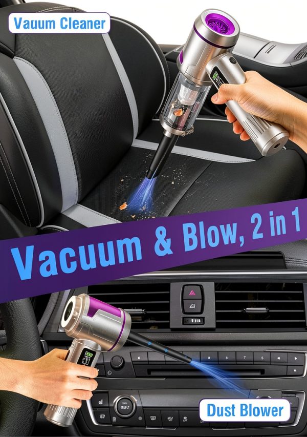 Handheld Car Vacuum Portable Cordless, 22000Pa High-Power Suction Hand held Vacuum Cleaner & Air Duster for Car Cleaning, Home, Office, Pet Hair | Multi-Nozzle, Washable Filter, LED Light-1